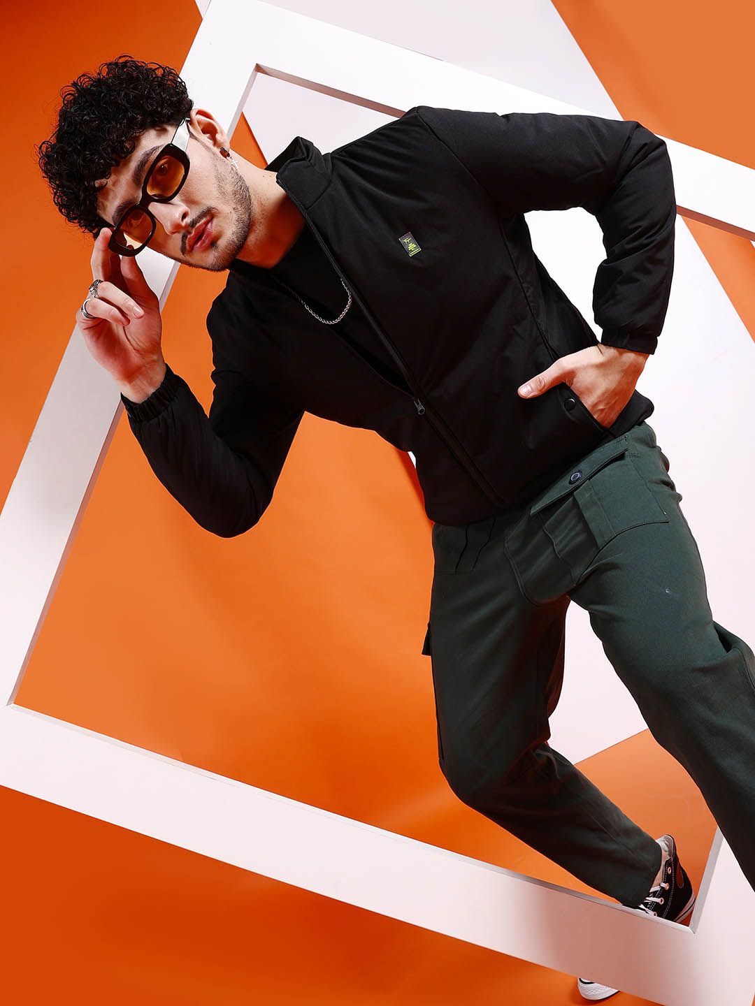 The Indian Garage Co Men Regular Fit Zip-Front Bomber Jacket