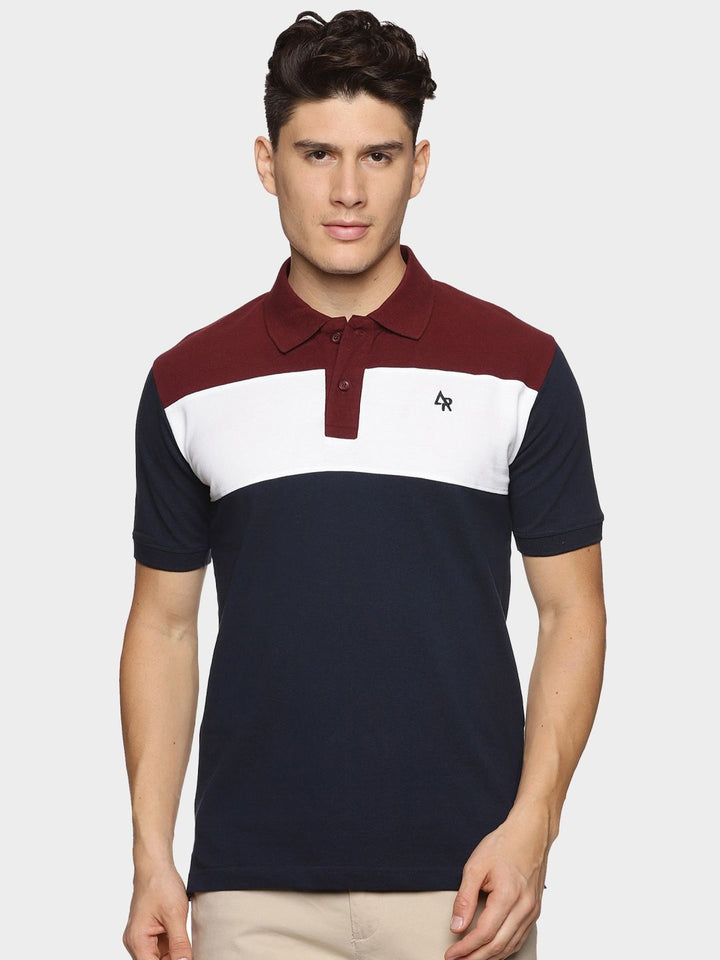 ADRO Colourblocked Cotton Polo Collar T-shirt