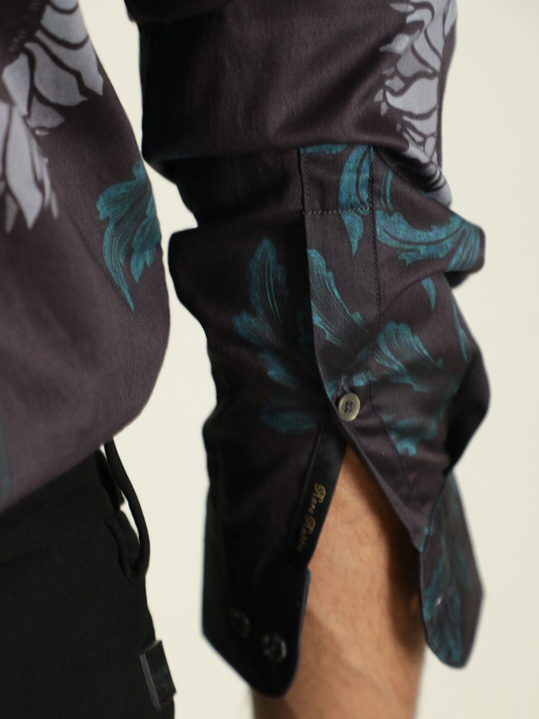 RARE RABBIT Men Silbon Floral Printed Slim Fit Cotton Shirt