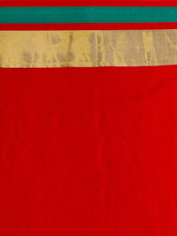 Saree mall Red & Gold-Toned Silk Cotton Colourblocked Kanjeevaram Saree