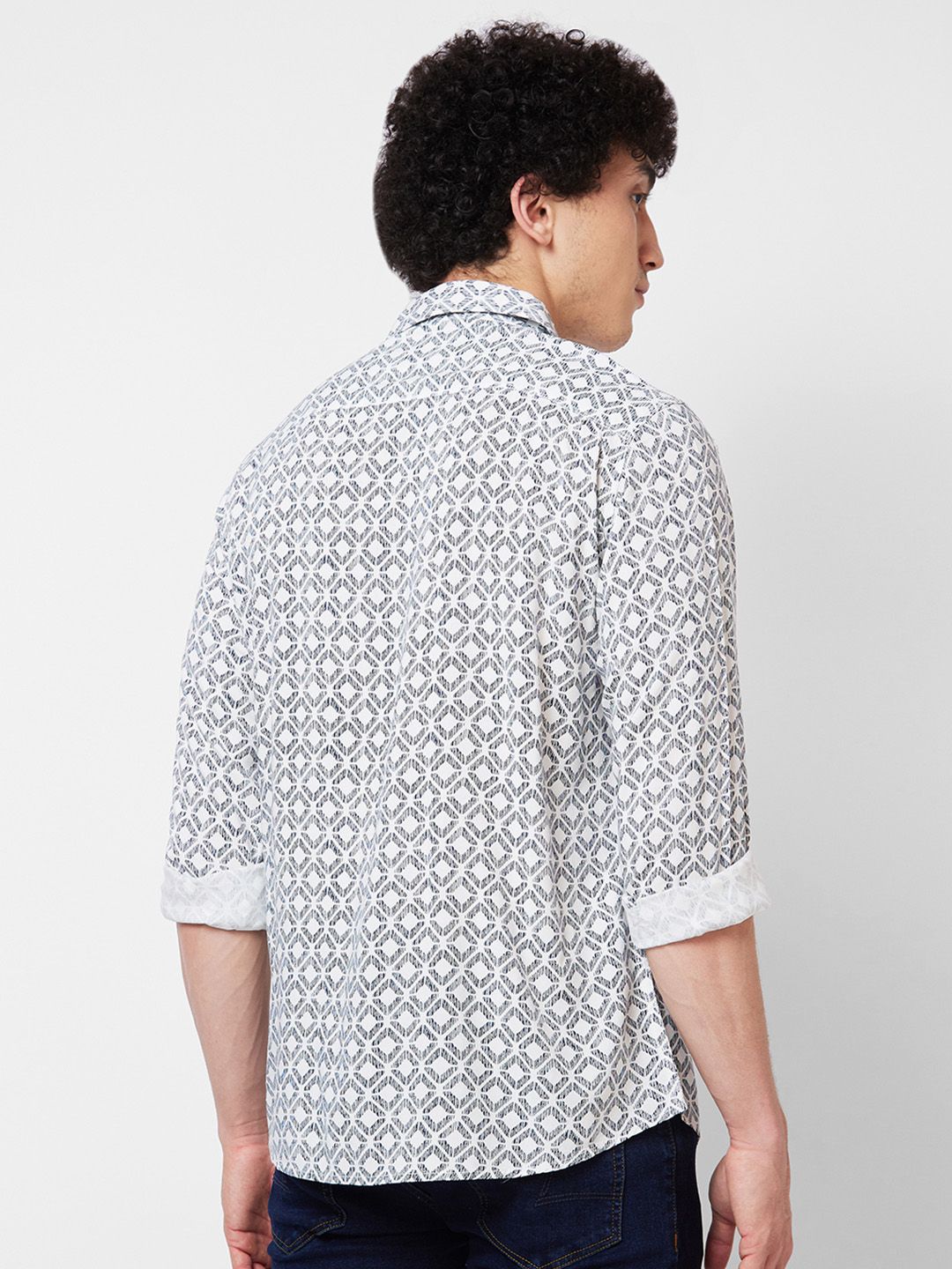 SPYKAR Geometric Printed Cotton Casual Shirt