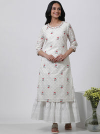 W Floral Printed Round Neck Kurta