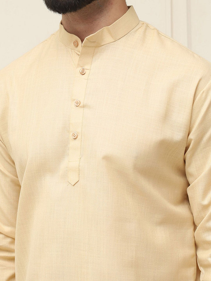 SOJANYA Men Beige Solid Straight Kurta