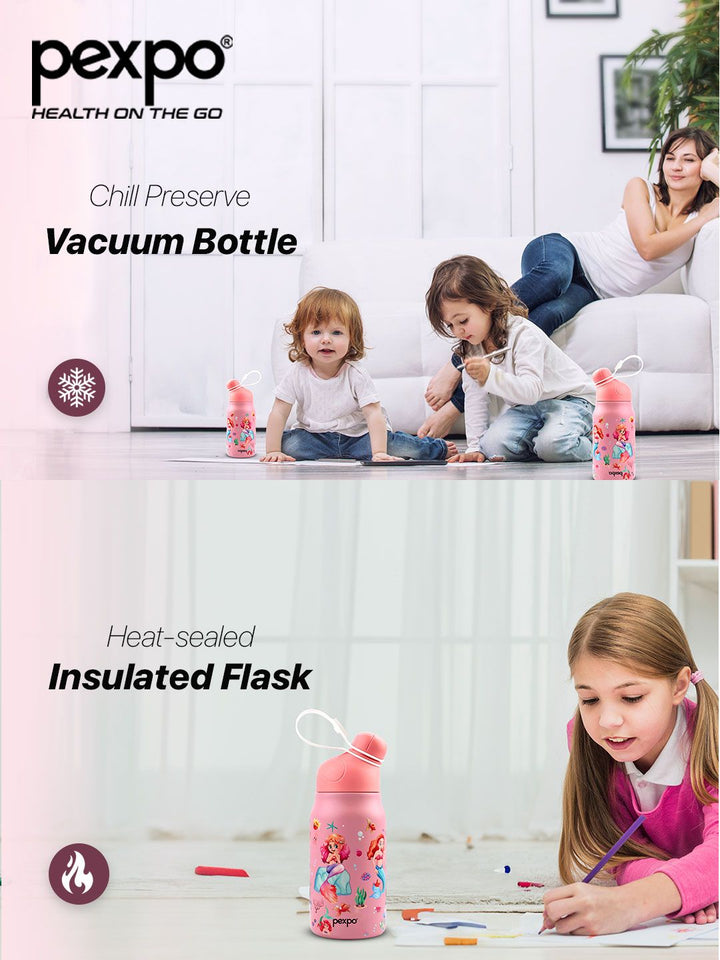 Pexpo Piano Pink Double Wall Thermosteel Hot & Cold Mermaid Botol Air Bertebat 425ml