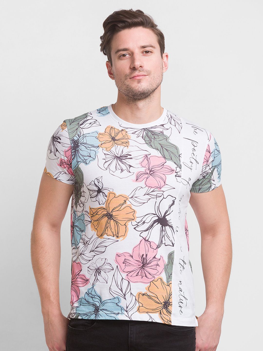 Being Human Men White Printed Cotton T-shirt