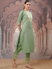 Vishudh Ethnic Motifs Yoke Design Regular Kurta with Trouser & Dupatta