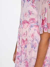 AND Girls Floral Printed Flared Sleeves Fit & Flare Dress