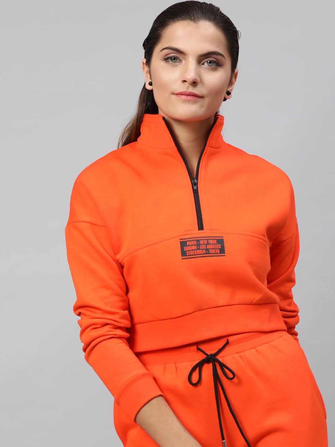 STREET 9 Women Orange Solid Sweatshirt
