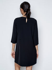 AND A-Line Key Hole Neck Three-Quarter Sleeves Dress