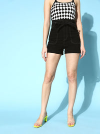 SASSAFRAS Women Black Solid Summer Shorts