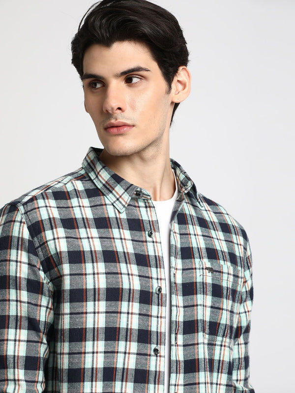 Tartan Bear Tartan memeriksa kemeja kasual Slim Cotton Fit