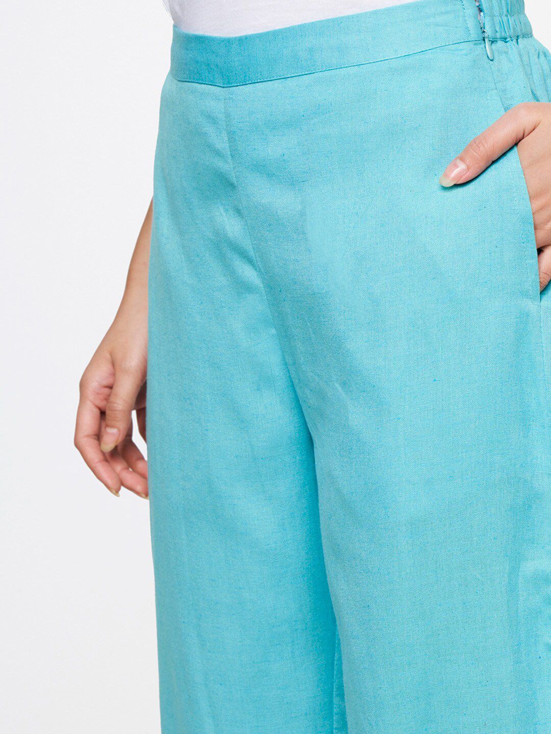 Global Desi Women Blue Straight Fit Trousers