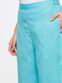 Global Desi Women Blue Straight Fit Trousers