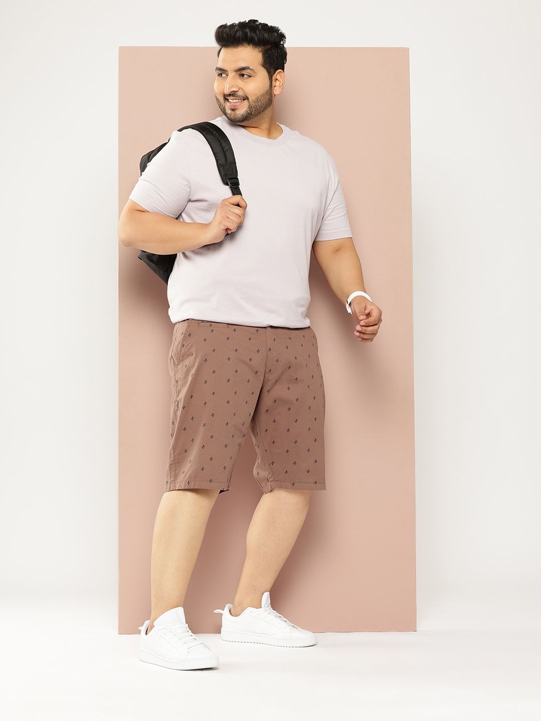 Thomas Scott Men Plus Size Regular Fit Mirco Ditsy Printed Woven Outdoor Shorts