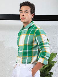 RARE RABBIT Pure Cotton Rayos Slim Fit Tartan Checked Shirt