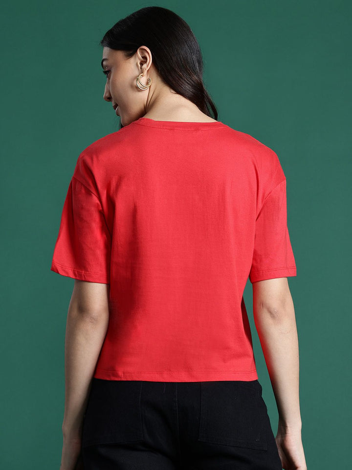DressBerry Typography Printed Drop-Shoulder Sleeves Pure Cotton T-shirt