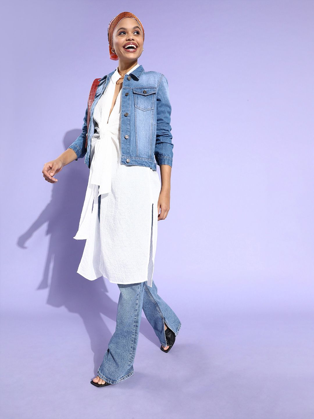 SASSAFRAS Women Blue Washed Pure Cotton Denim Jacket