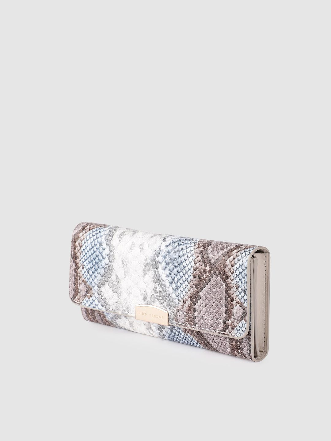 Lino Perros Women Snake Skin Textured Three Fold Wallet