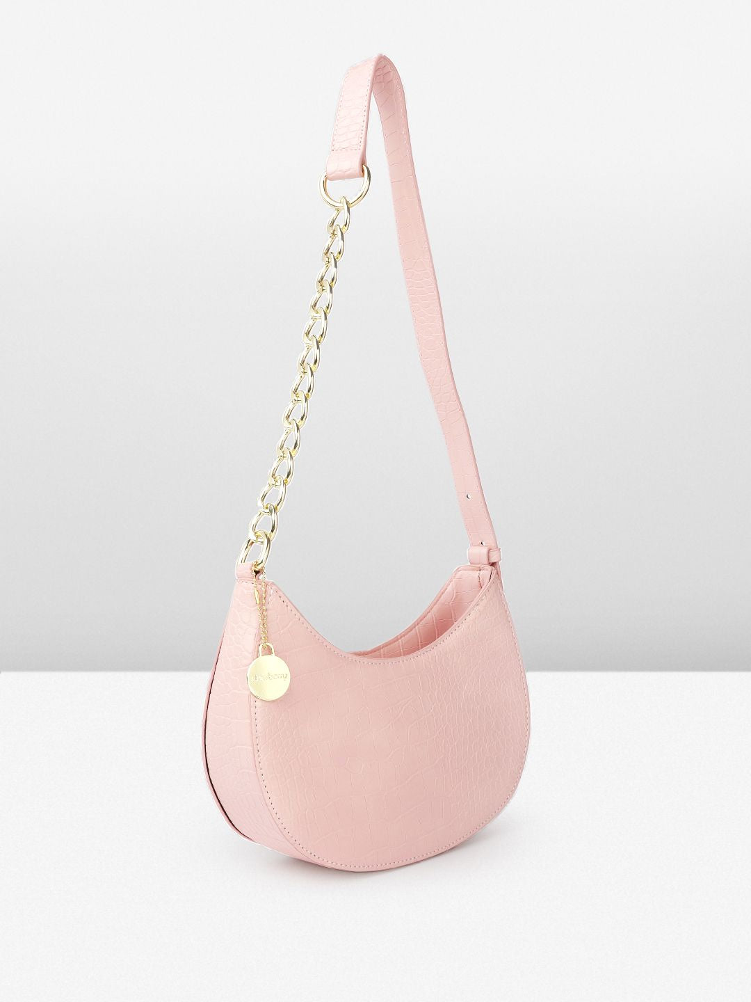 DressBerry Animal Textured Half Moon Shoulder Bag
