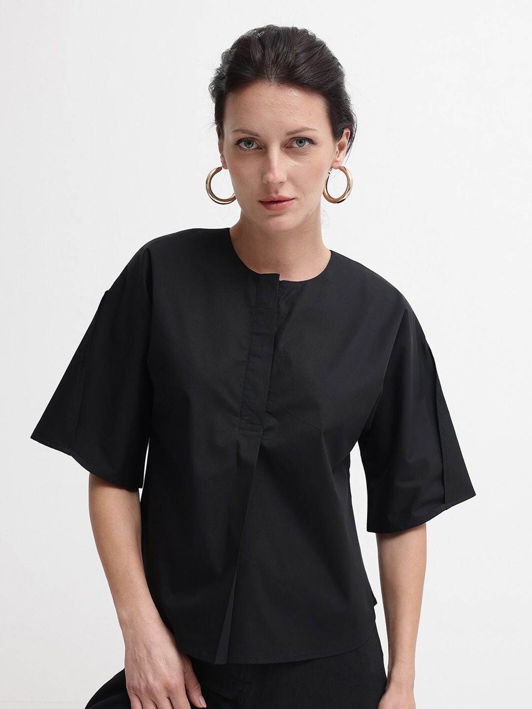 RAREISM Flared Sleeve Cotton Top