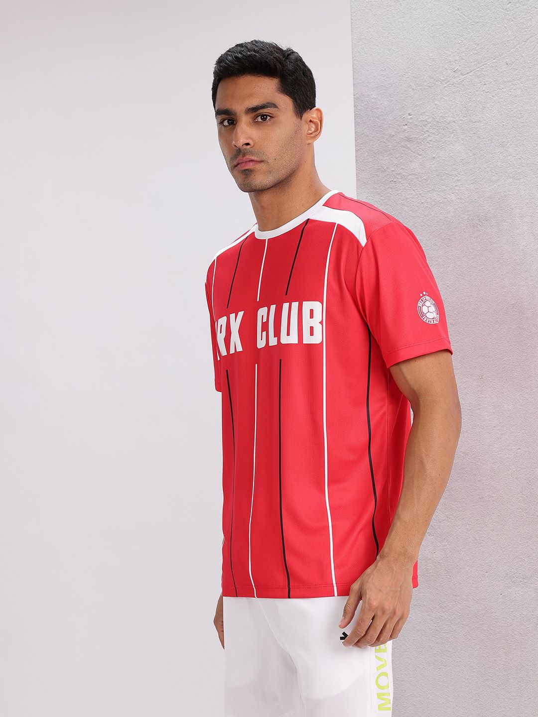HRX by Hrithik Roshan Striped & Printed Football Jersey