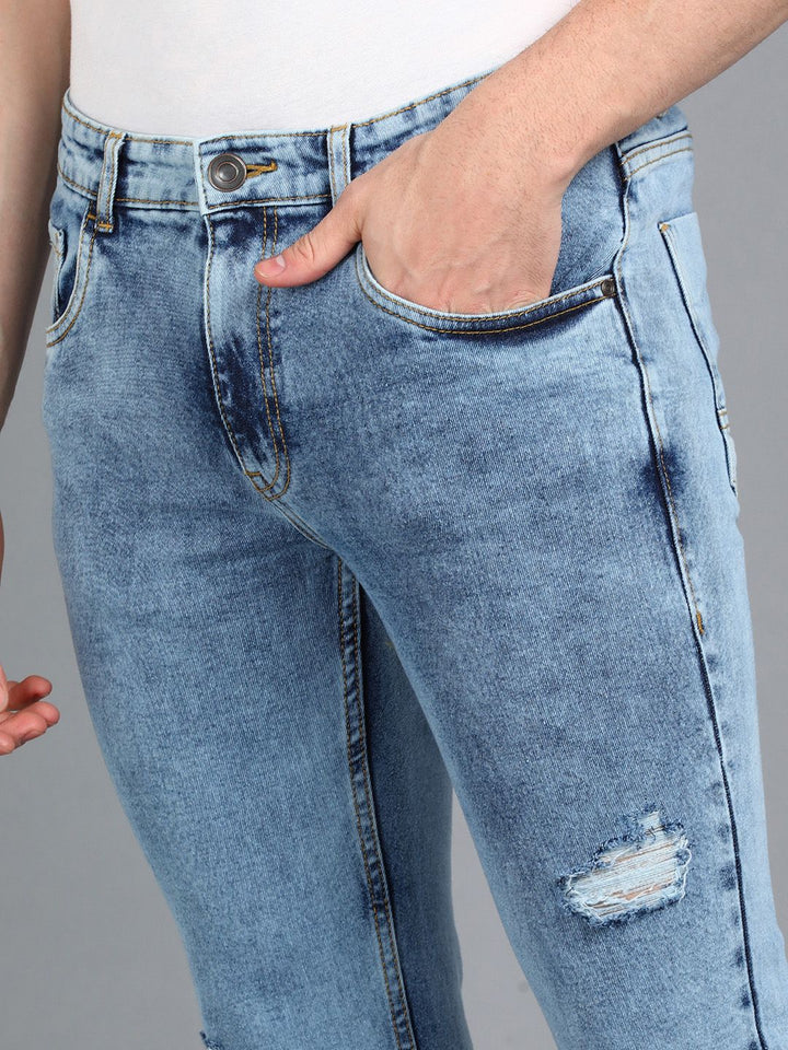 Urbano Fashion Men Slim Fit Mildly Distressed Heavy Fade Stretchable Cotton Jeans