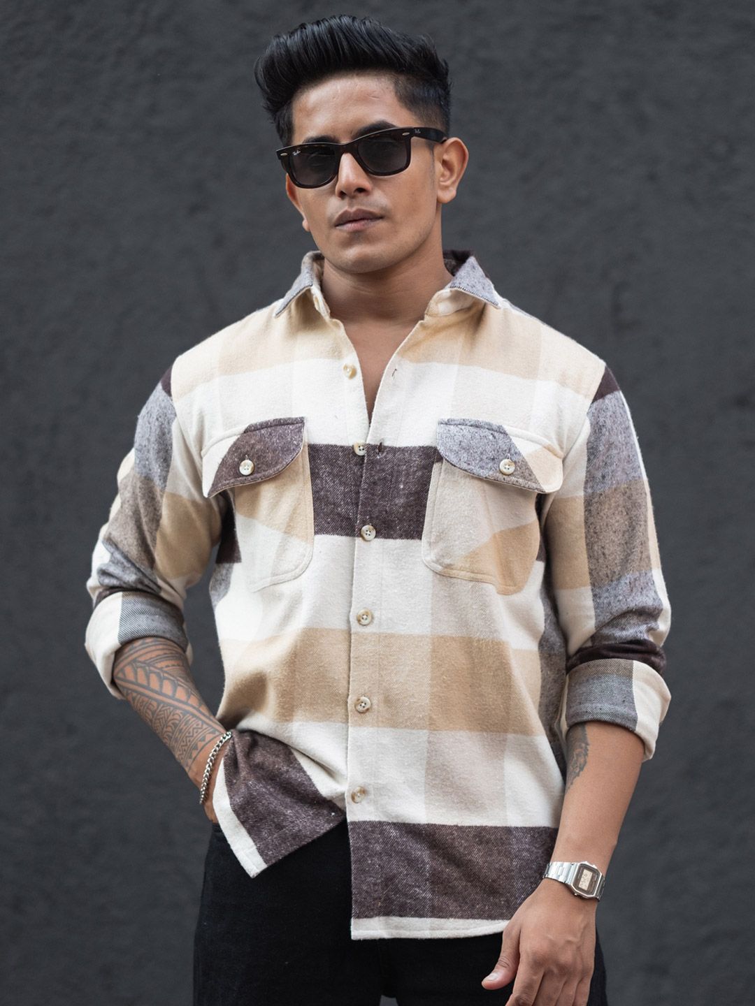 Powerlook Men Checked Casual Shirt