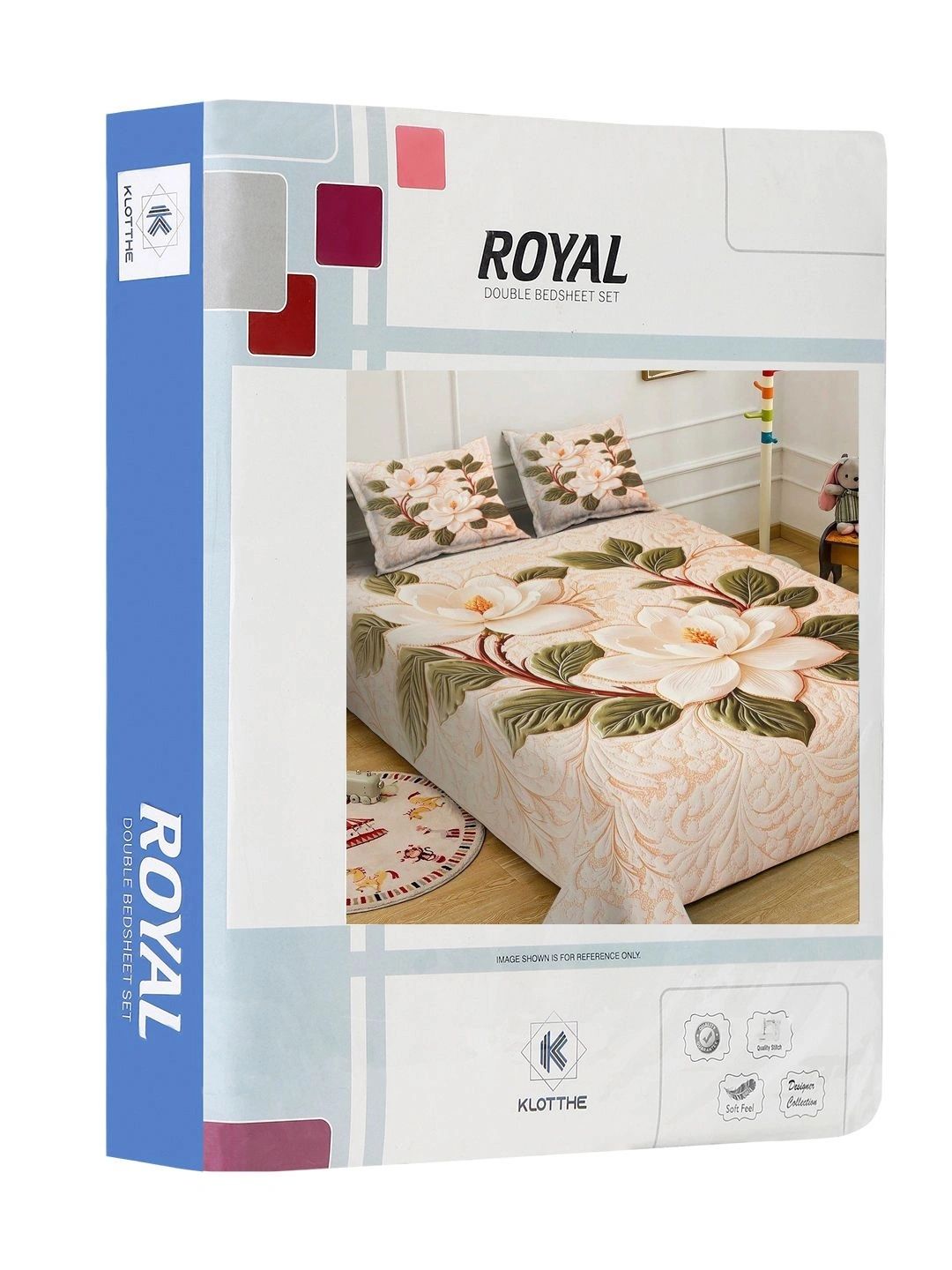 Moda Rapido X KLOTTHE Cream-Coloured & Green Floral 400 TC King Bedsheet with 2 Pillow Covers