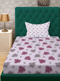 Myntra Elegant Homes Floral Cotton 400 TC Single Bedsheet with 1 Pillow Cover 225X150 cm