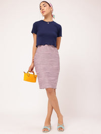 DressBerry Nautical Neutrals Ribbed Lettuce Hem Top