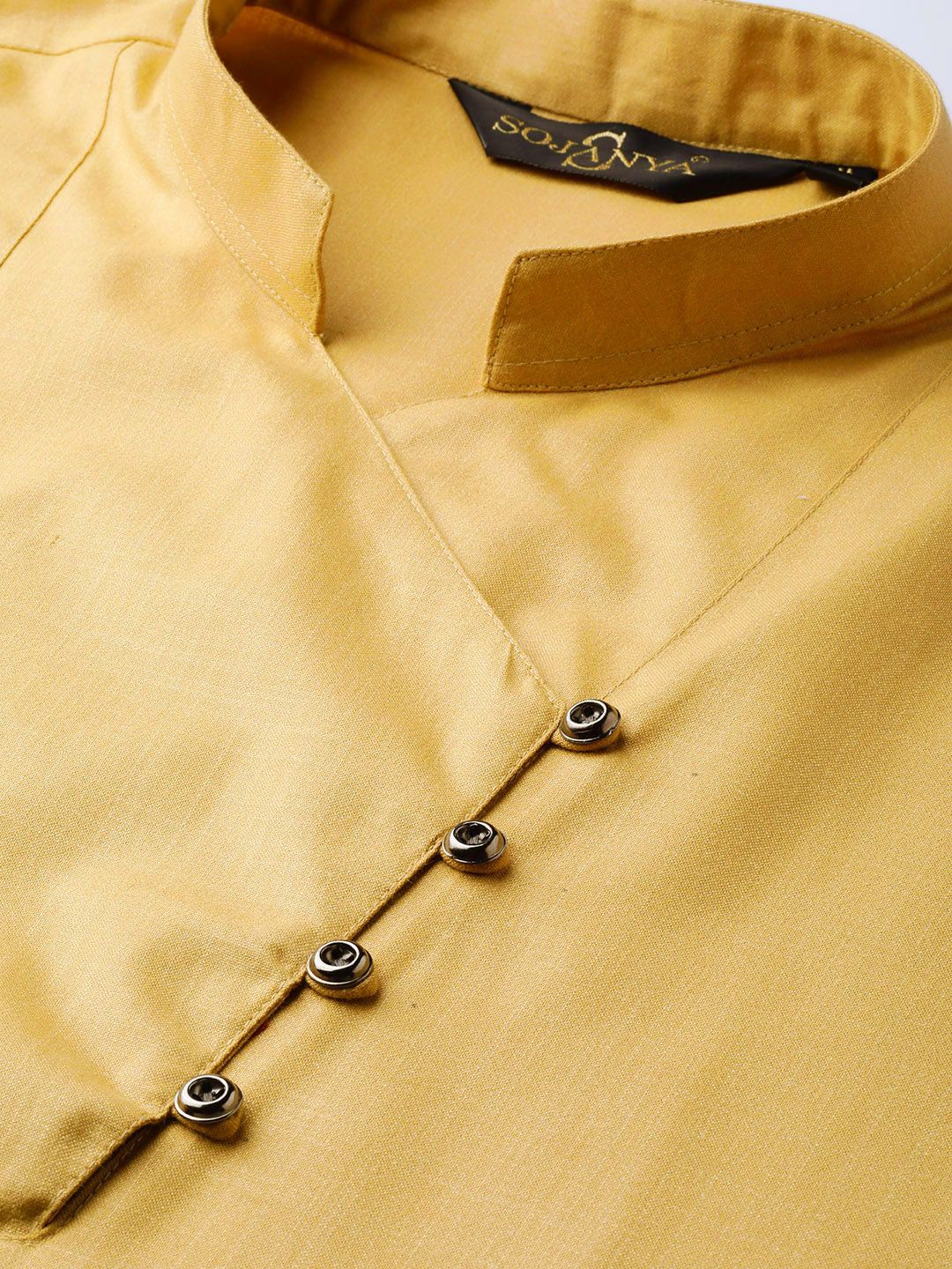 SOJANYA Men Beige Solid Straight Kurta