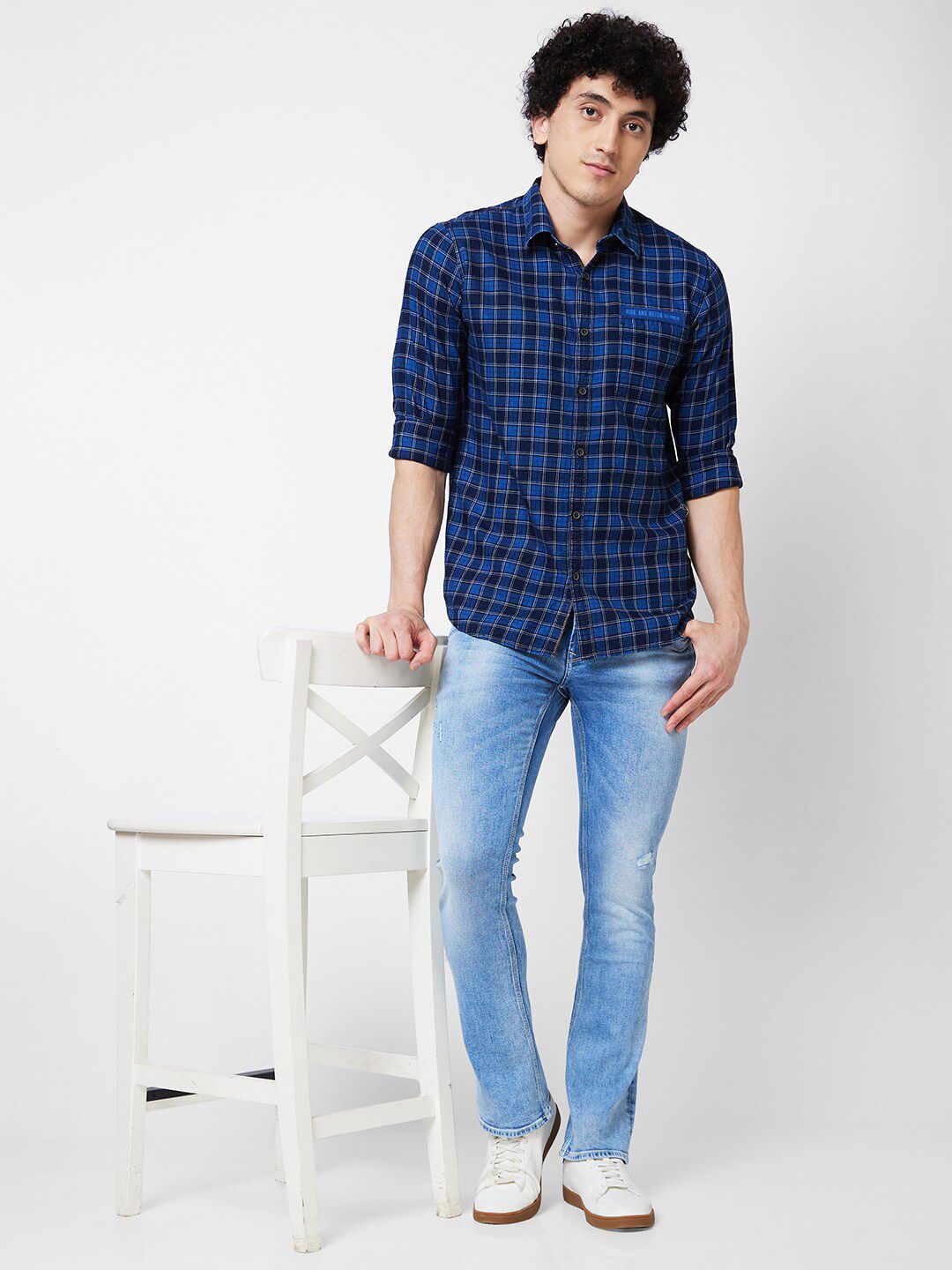 SPYKAR Men Tartan Checked Opaque Cotton Casual Shirt