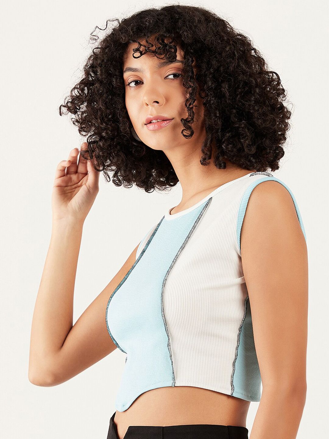 Athena Colourblocked Fitted Crop Top