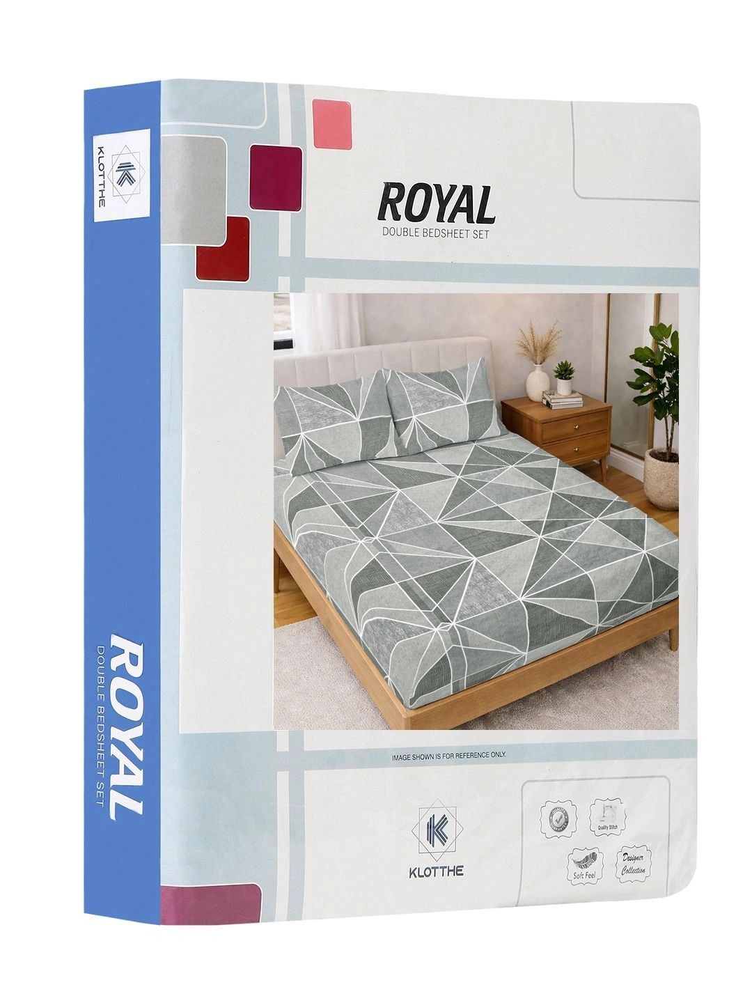 Moda Rapido X KLOTTHE Grey & White Geometric 300 TC King Bedsheet with 2 Pillow Covers