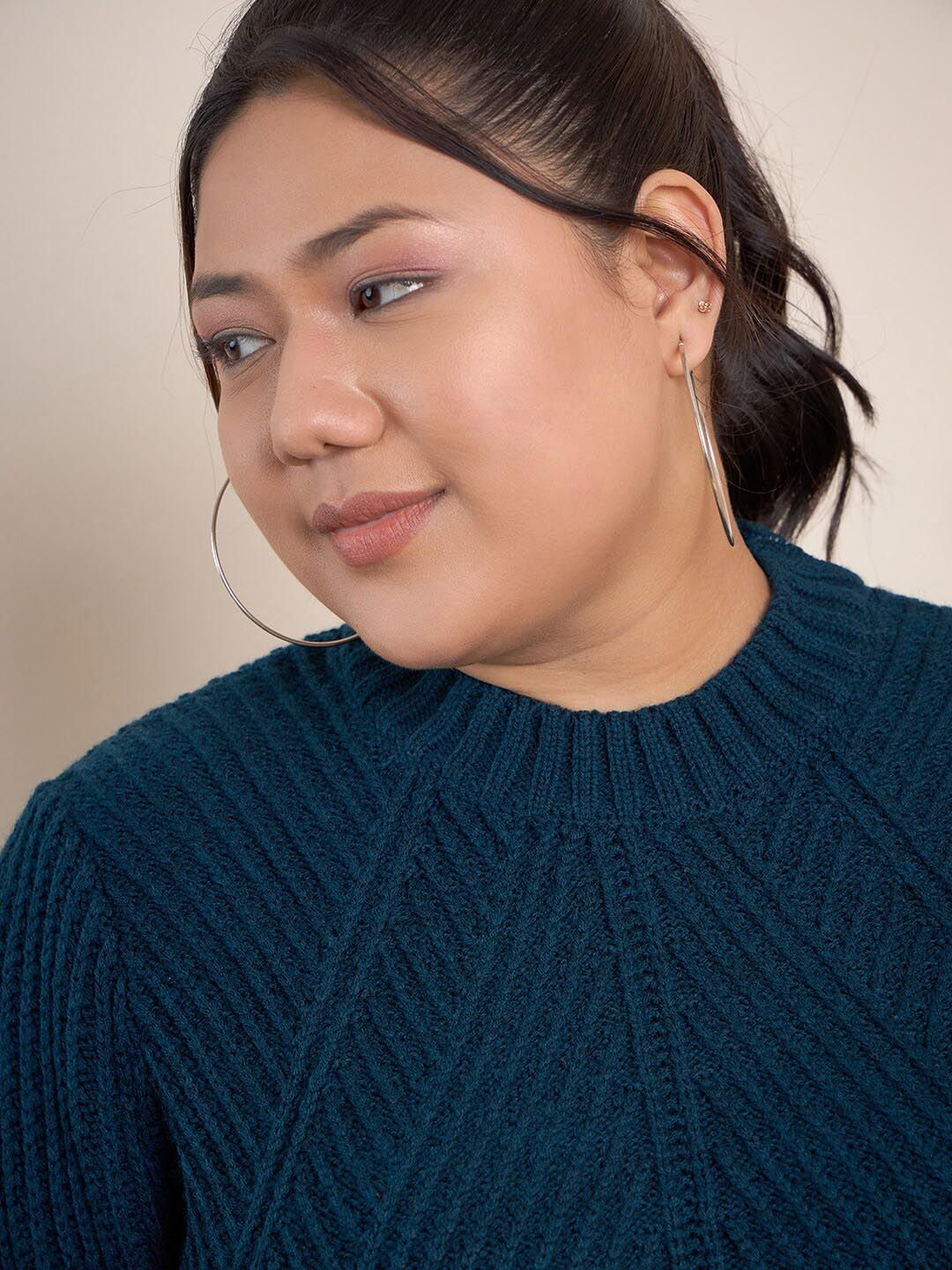 CURVY STREET Plus Size Cable Knit Self Design Acrylic Pullover