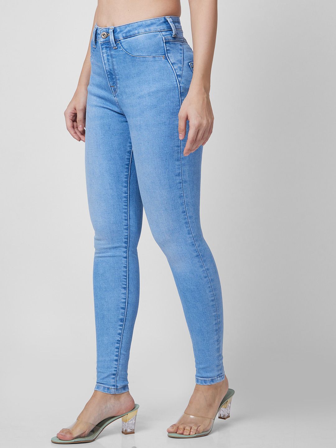 SPYKAR Women Super Slim Fit High-Rise Heavy Fade Jeans