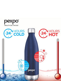 Pexpo Electro Denim Blue Thermosteel ISI Certified 24 Hrs Hot Flask Water Bottle 500ml
