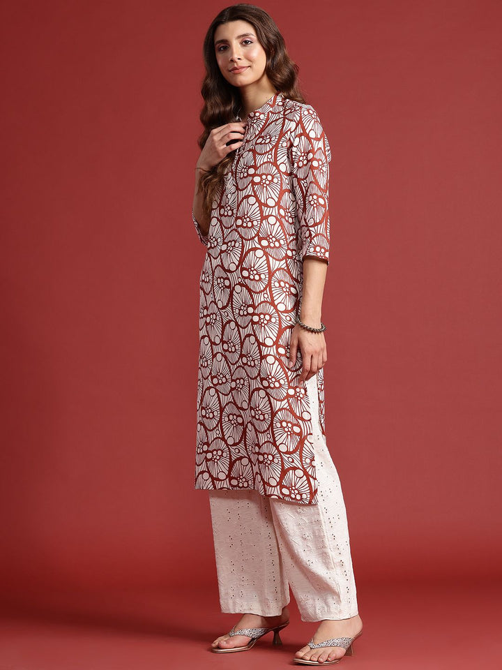 Anouk Ethnic Motifs Printed Mandarin Collar Straight Kurta