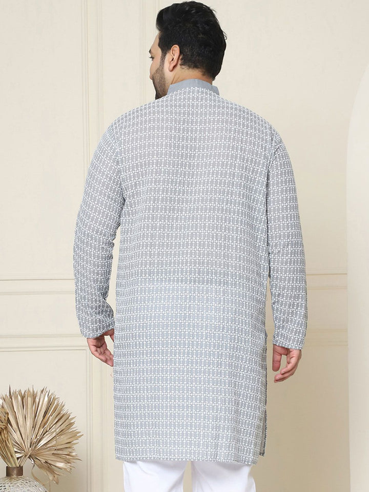 SOJANYA PLUS Plus Size Floral Embroidered Pure Cotton Straight Kurta