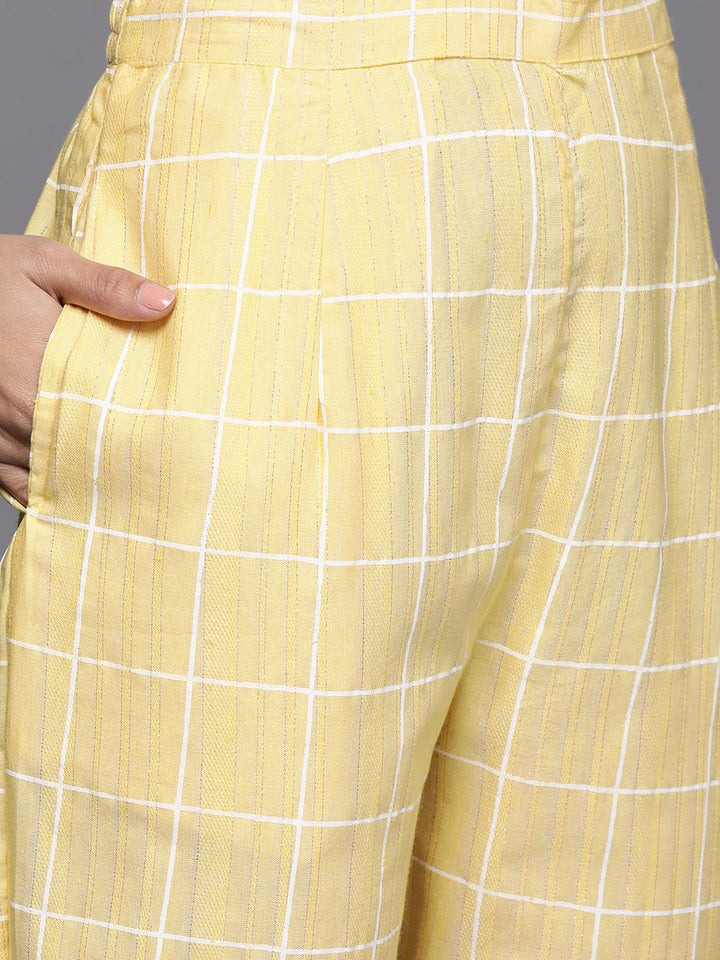 Indo Era Women Yellow Embroidered Thread Work Kurta with Trousers & Dupatta