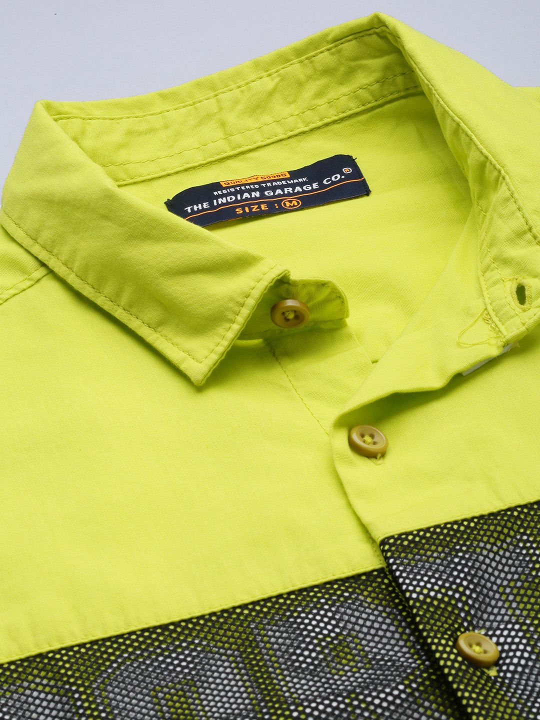 The Indian Garage Co Men Fluorescent Green Comfort Typography Printed Casual Shirt