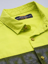 The Indian Garage Co Men Fluorescent Green Comfort Typography Printed Casual Shirt
