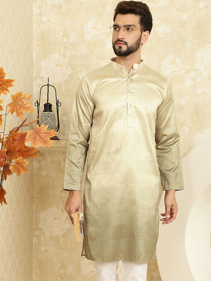 SOJANYA Sulam Geometrik Kapas Labuci Sutera Jacquard Kurta Lurus