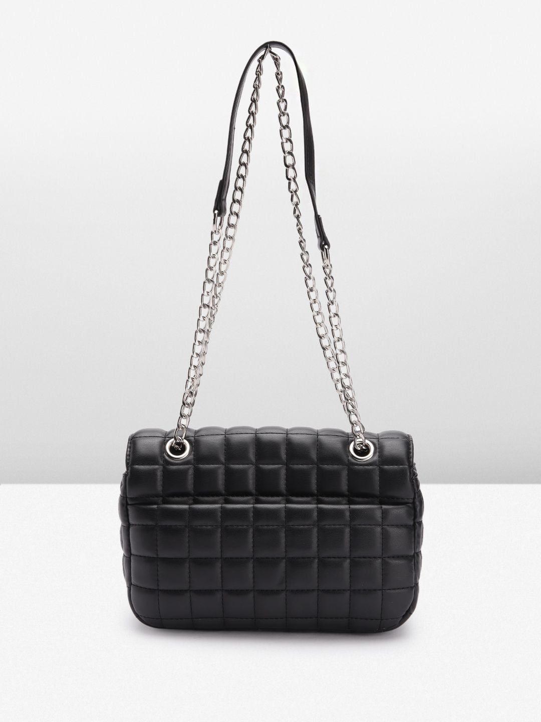 Lino Perros Geometric Textured Structured Shoulder Bag with Quilted Detail