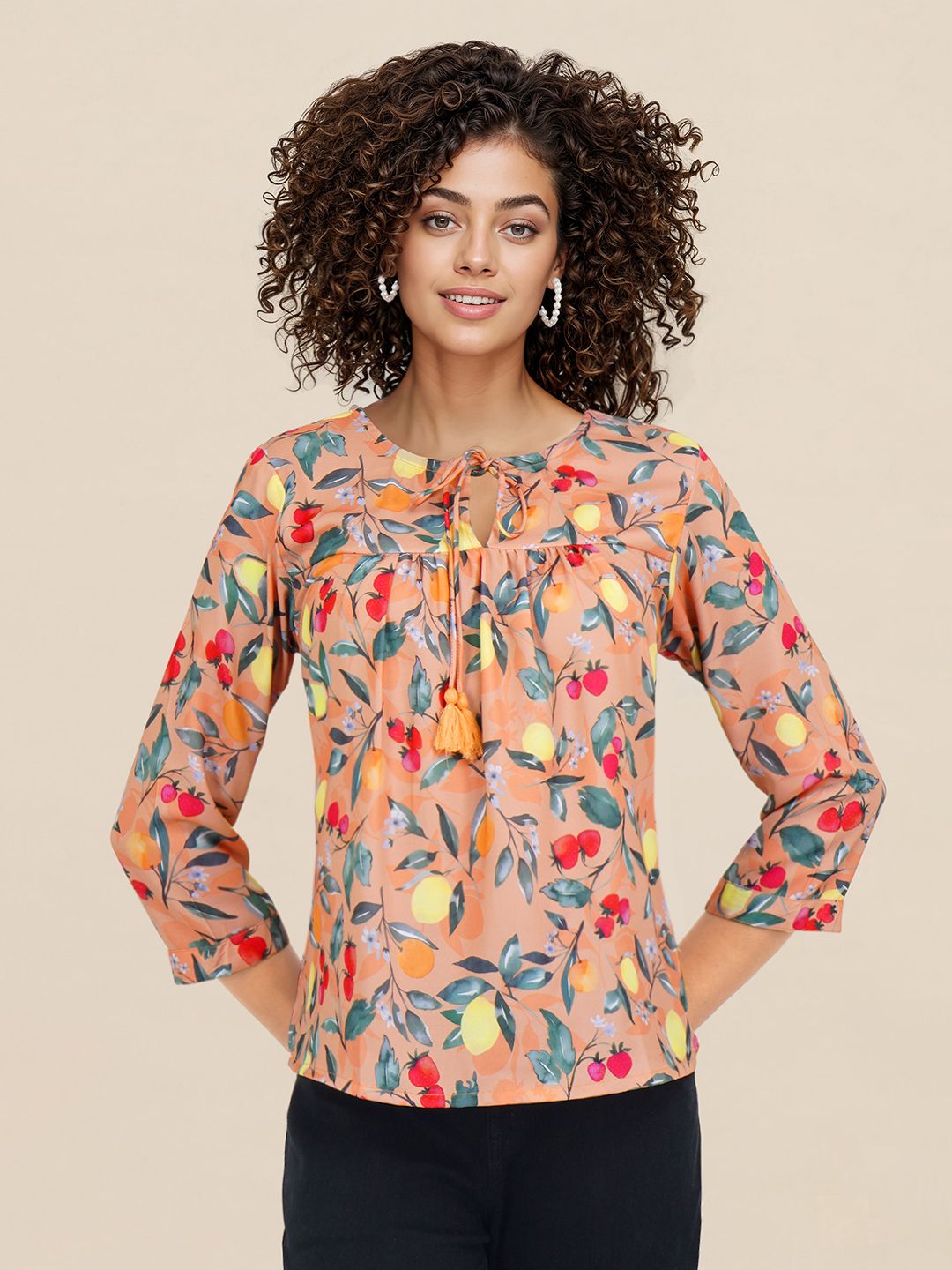 DressBerry Tropical Print A-Line Top