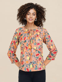 DressBerry Tropical Print A-Line Top