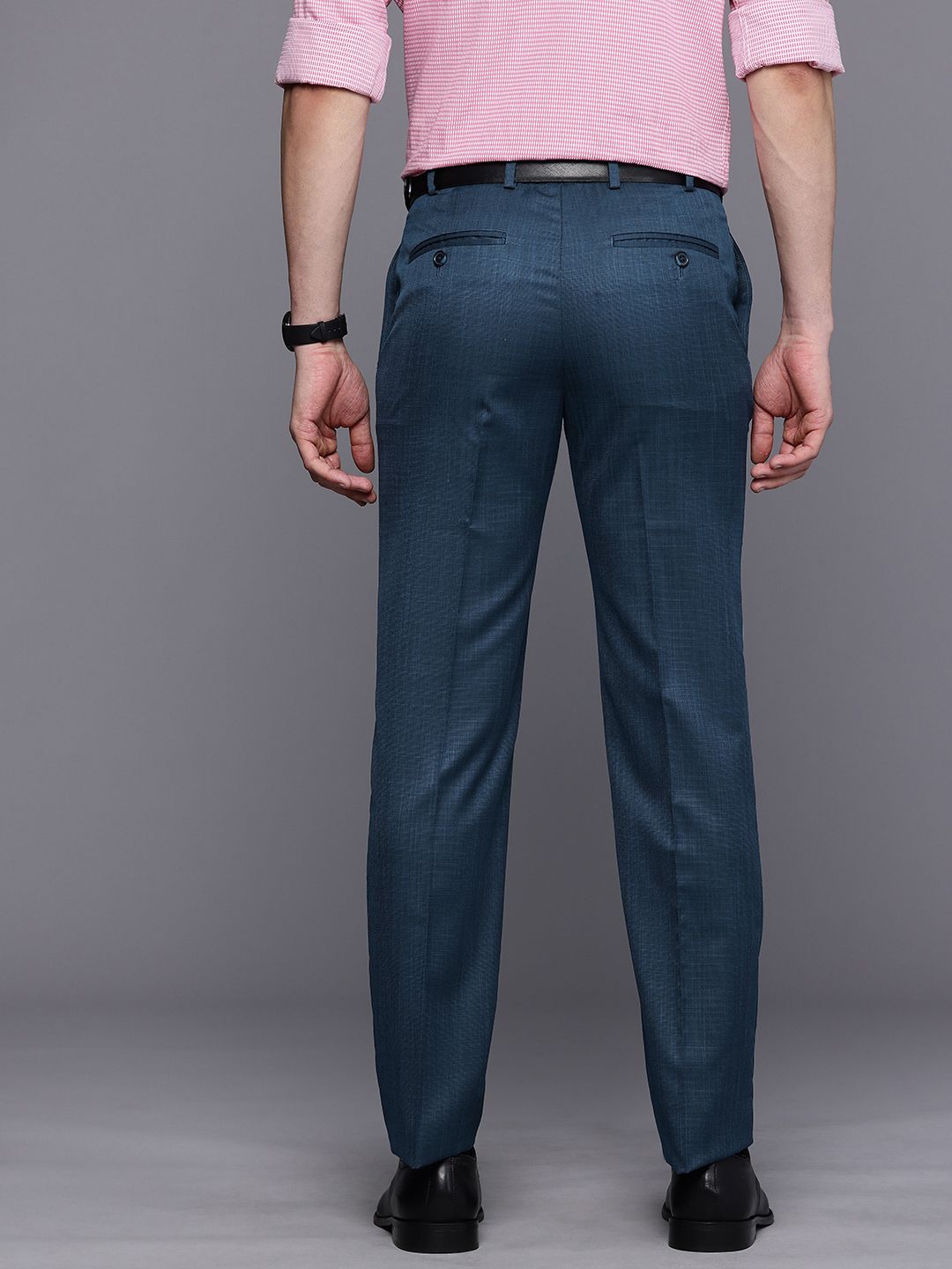 Raymond Men Textured Slim Fit Formal Trousers