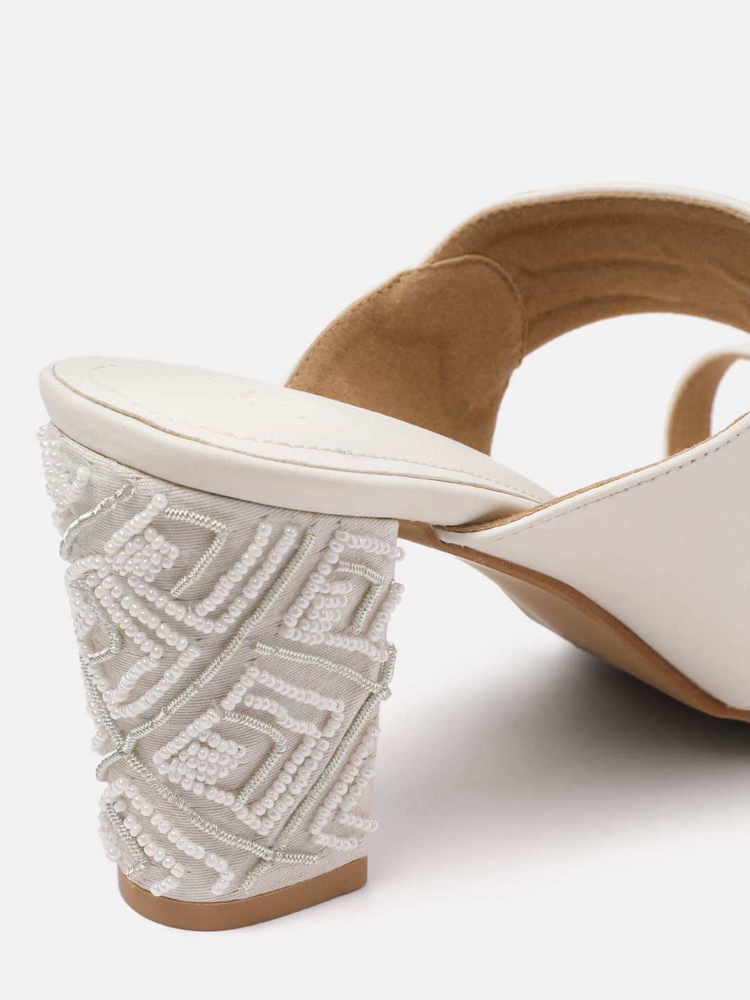 House of Pataudi Ethnic Embellished Open Toe Block Sandals