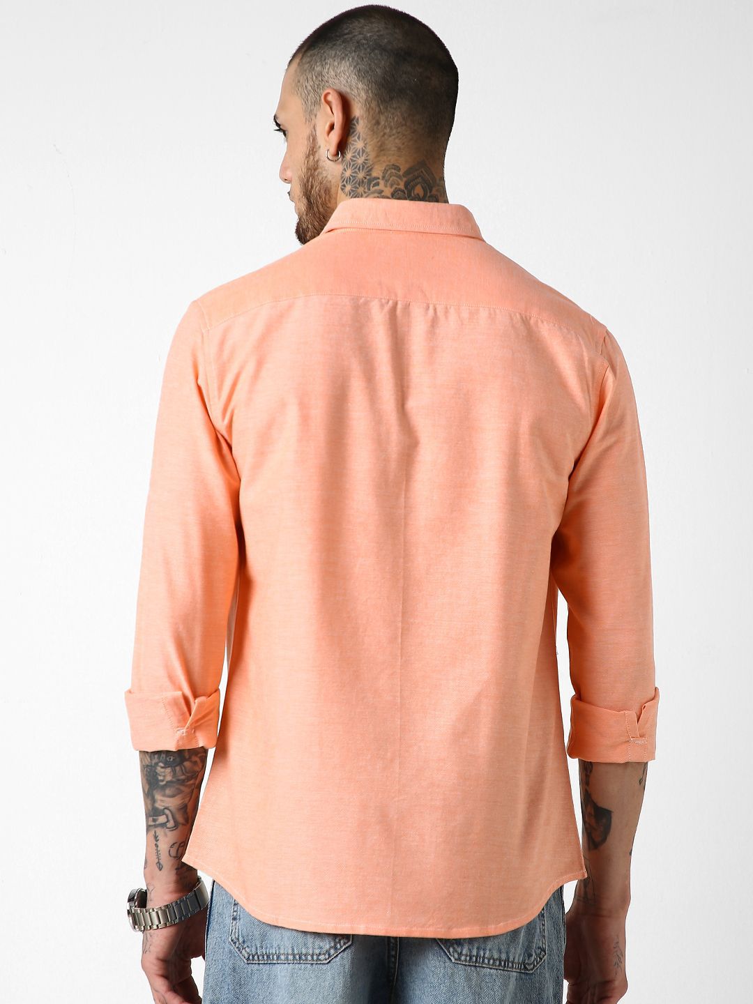 VASTRADO Classic Slim Fit Spread Collar Long Sleeves Pure Cotton Casual Shirt