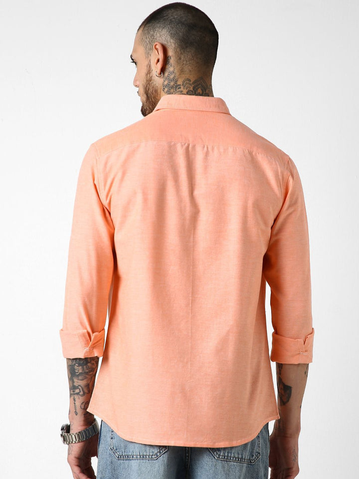 VASTRADO Classic Slim Fit Spread Collar Long Sleeves Pure Cotton Casual Shirt